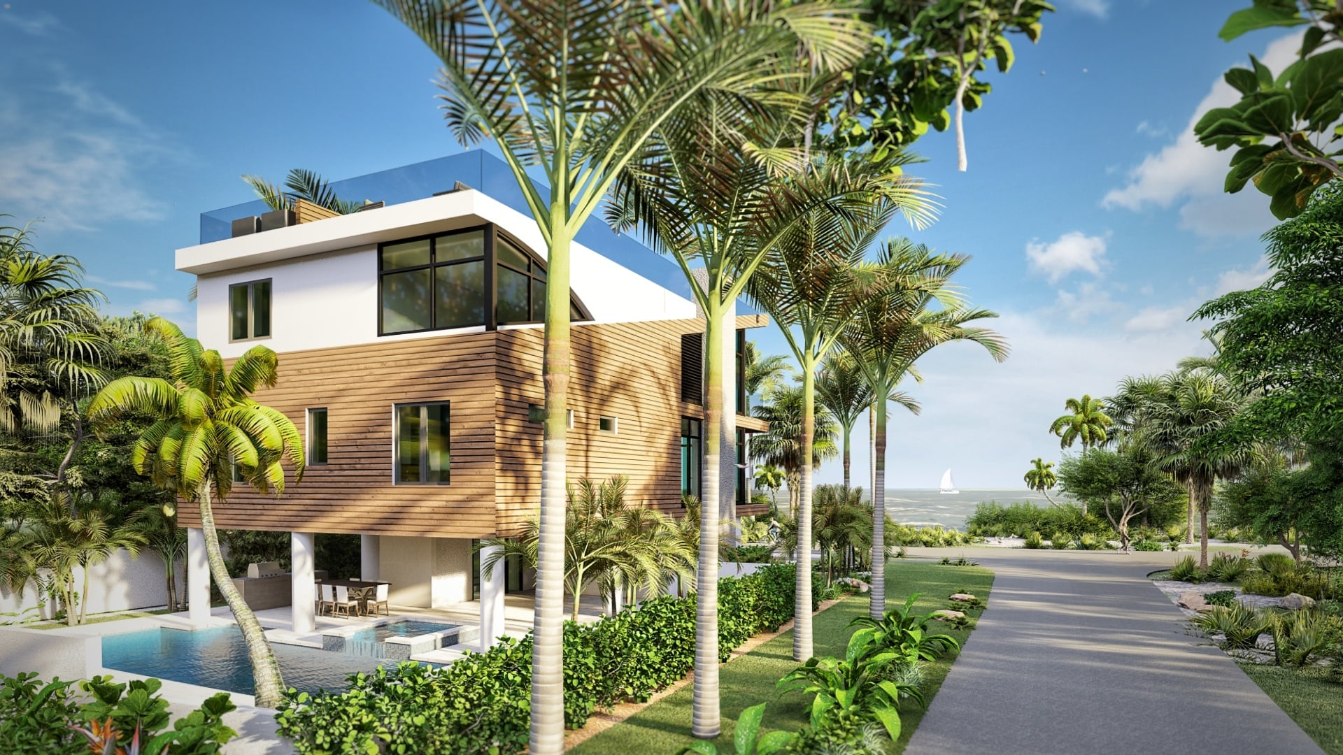 Anna Maria Bay View Modern Exterior View Two - Custom Home Design