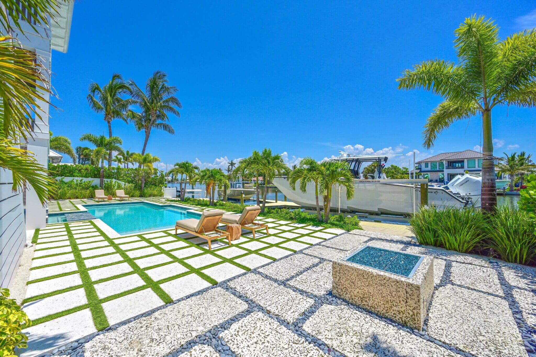 Holmes Beach Florida custom home pool design.